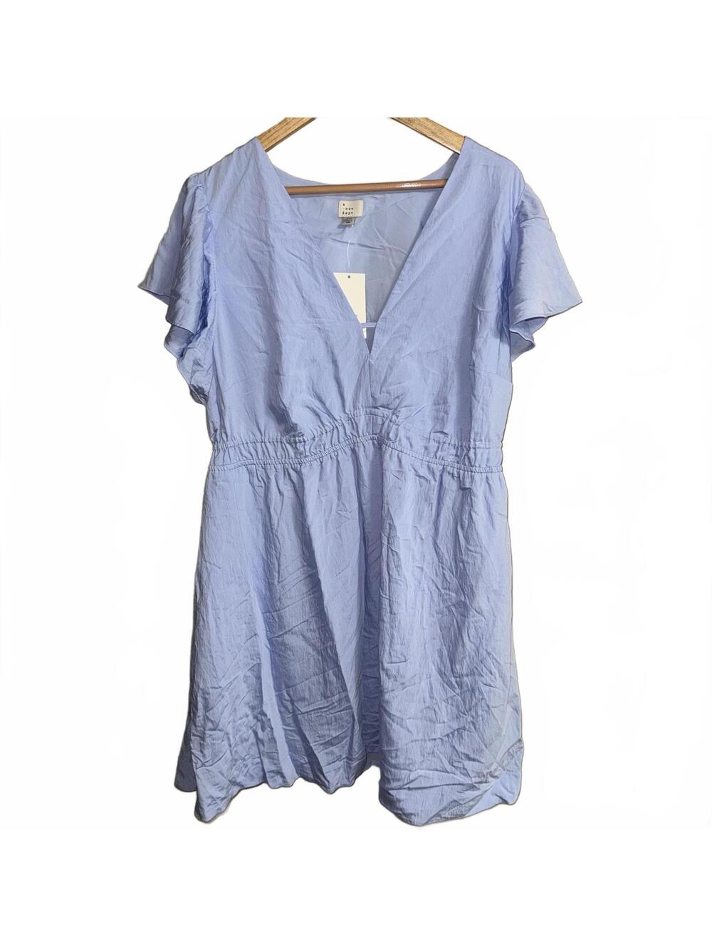 A New Day Light Blue Surplice V-neck Dress Women's XXL Flutter Sleeve NWT